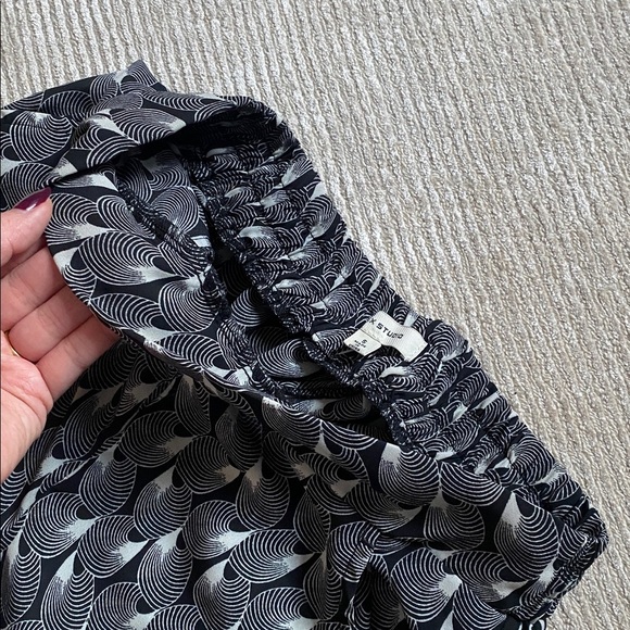 Max Studio Printed Pants Black White Striped Petal Wide Leg Pants Size M - Picture 8 of 11